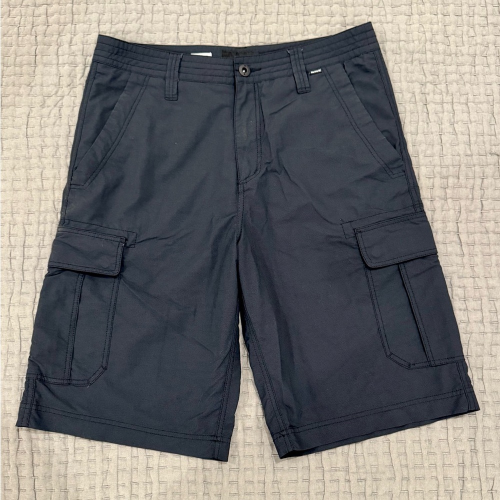 Hurley Men’s Dark Navy Blue Hybrid Cargo Shorts Waist Size 33”